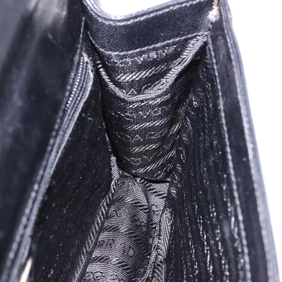 PRADA Chain Shoulder Bag Leather Black Auth 198267V