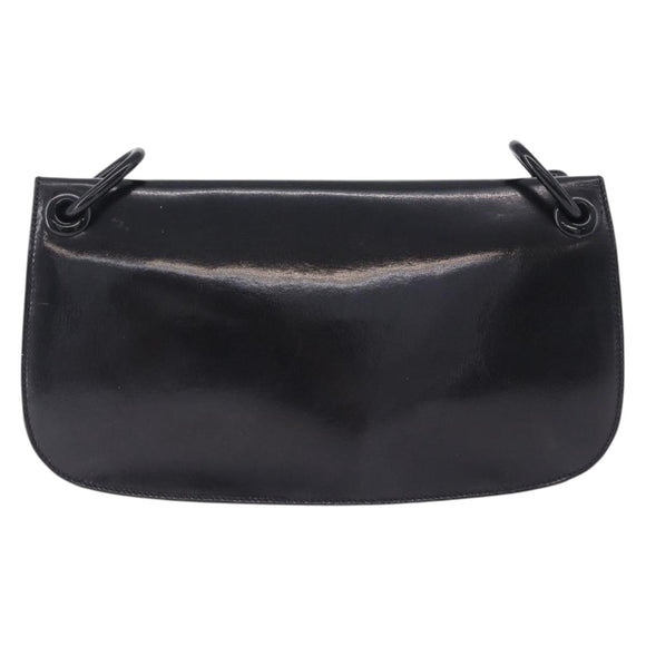 PRADA Chain Shoulder Bag Leather Black Auth 198267V