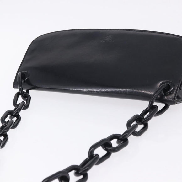 PRADA Chain Shoulder Bag Leather Black Auth 198267V