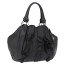 PRADA Hand Bag Leather Black Silver Auth 198268V-1