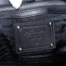 PRADA Hand Bag Leather Black Silver Auth 198268V-19
