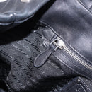 PRADA Hand Bag Leather Black Silver Auth 198268V-22