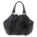 PRADA Hand Bag Leather Black Silver Auth 198268V-13
