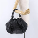 PRADA Hand Bag Leather Black Silver Auth 198268V-24