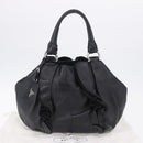 PRADA Hand Bag Leather Black Silver Auth 198268V-12