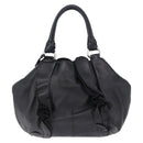 PRADA Hand Bag Leather Black Silver Auth 198268V-2
