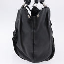 PRADA Hand Bag Leather Black Silver Auth 198268V-4