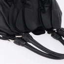 PRADA Hand Bag Leather Black Silver Auth 198268V-6
