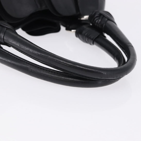 PRADA Hand Bag Leather Black Silver Auth 198268V