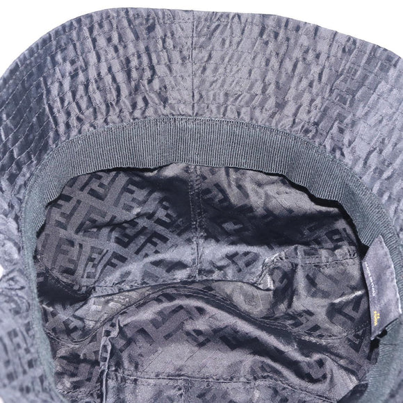 FENDI Zucca Canvas Hat Nylon M Black Auth 198272V