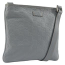 GUCCI Guccissima GG Canvas Shoulder Bag Leather Gray Gold 201538 Auth 198273A-1