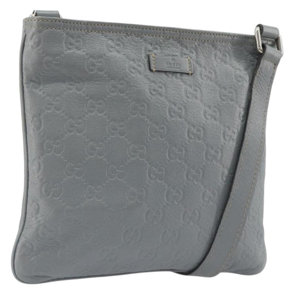 GUCCI Guccissima GG Canvas Shoulder Bag Leather Gray Gold 201538 Auth 198273A