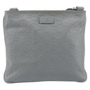 GUCCI Guccissima GG Canvas Shoulder Bag Leather Gray Gold 201538 Auth 198273A-2