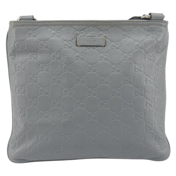 GUCCI Guccissima GG Canvas Shoulder Bag Leather Gray Gold 201538 Auth 198273A