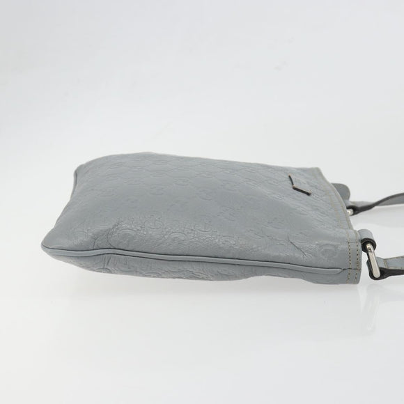 GUCCI Guccissima GG Canvas Shoulder Bag Leather Gray Gold 201538 Auth 198273A