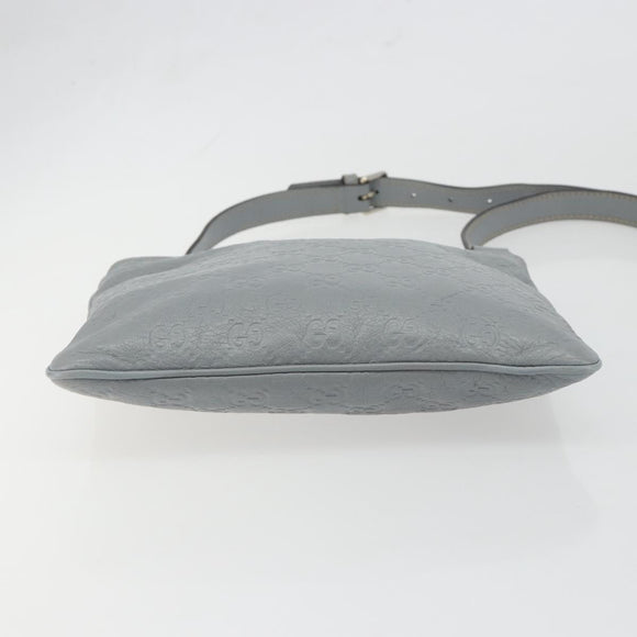 GUCCI Guccissima GG Canvas Shoulder Bag Leather Gray Gold 201538 Auth 198273A