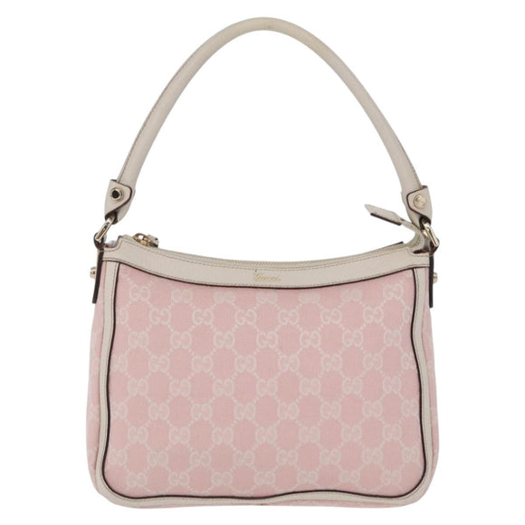 GUCCI GG Canvas Abbey Shoulder Bag Pink Gold Tone 146244 Auth 198274V