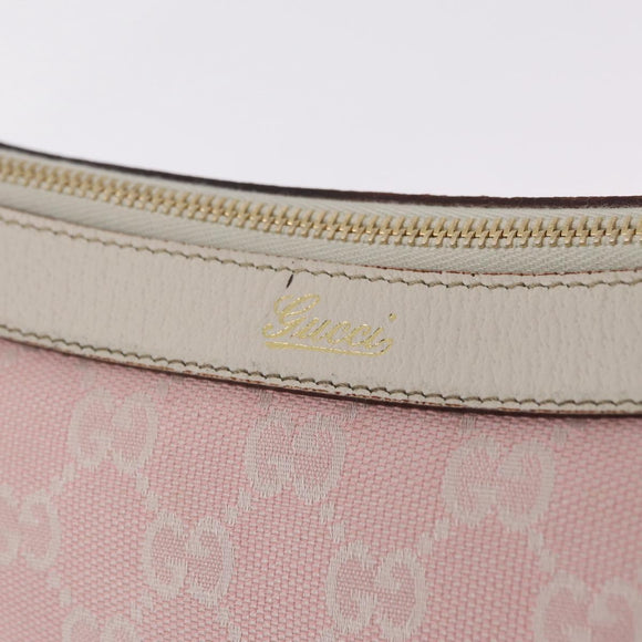 GUCCI GG Canvas Abbey Shoulder Bag Pink Gold Tone 146244 Auth 198274V