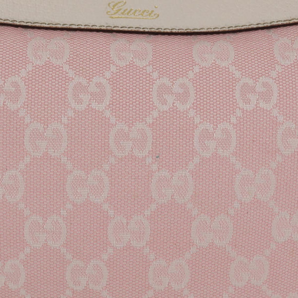 GUCCI GG Canvas Abbey Shoulder Bag Pink Gold Tone 146244 Auth 198274V