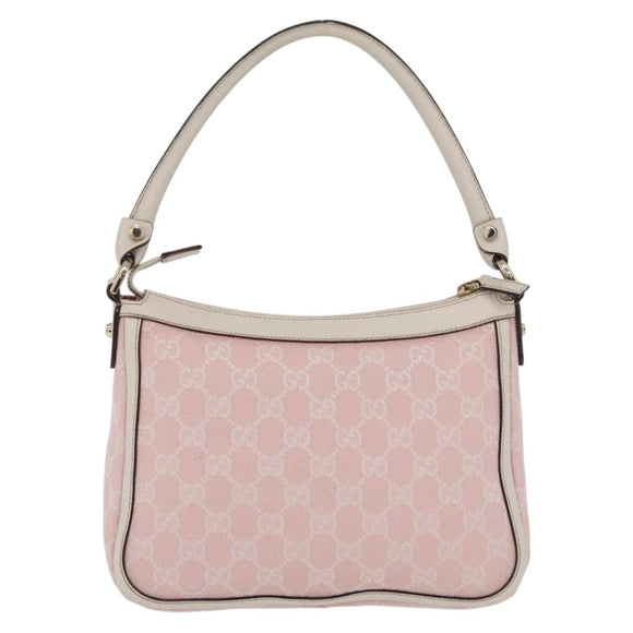 GUCCI GG Canvas Abbey Shoulder Bag Pink Gold Tone 146244 Auth 198274V