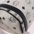 MCM Vicetos Logogram Shoulder Bag PVC White Gold Auth 198277-14