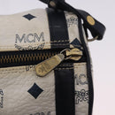 MCM Vicetos Logogram Shoulder Bag PVC White Gold Auth 198277-10