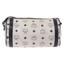 MCM Vicetos Logogram Shoulder Bag PVC White Gold Auth 198277-2