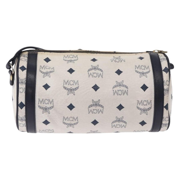 MCM Vicetos Logogram Shoulder Bag PVC White Gold Auth 198277