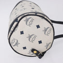MCM Vicetos Logogram Shoulder Bag PVC White Gold Auth 198277-3