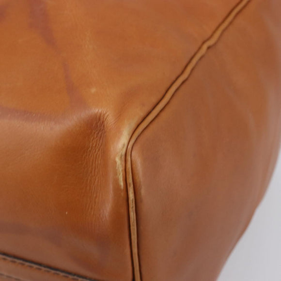 Christian Dior Boston Bag Suede Leather Gold Brown Auth 198280