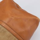 Christian Dior Boston Bag Suede Leather Gold Brown Auth 198280-14