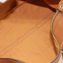 Christian Dior Boston Bag Suede Leather Gold Brown Auth 198280-17