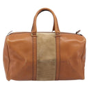 Christian Dior Boston Bag Suede Leather Gold Brown Auth 198280-3