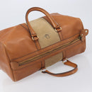 Christian Dior Boston Bag Suede Leather Gold Brown Auth 198280-6