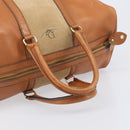 Christian Dior Boston Bag Suede Leather Gold Brown Auth 198280-7
