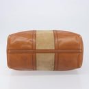 Christian Dior Boston Bag Suede Leather Gold Brown Auth 198280-9