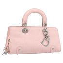 Christian Dior Cannage Lady D Joy Hand Bag Leather Pink Silver Auth 198283SAM-1