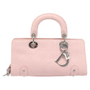 Christian Dior Cannage Lady D Joy Hand Bag Leather Pink Silver Auth 198283SAM-2