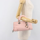 Christian Dior Cannage Lady D Joy Hand Bag Leather Pink Silver Auth 198283SAM-24