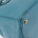 PRADA Galleria Hand Bag Saffiano leather Turquoise Blue Gold Auth 198284V-10