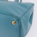 PRADA Galleria Hand Bag Saffiano leather Turquoise Blue Gold Auth 198284V-11
