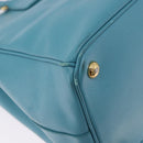 PRADA Galleria Hand Bag Saffiano leather Turquoise Blue Gold Auth 198284V-12