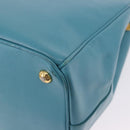 PRADA Galleria Hand Bag Saffiano leather Turquoise Blue Gold Auth 198284V-13