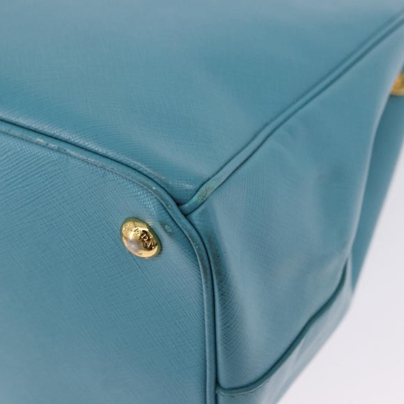PRADA Galleria Hand Bag Saffiano leather Turquoise Blue Gold Auth 198284V