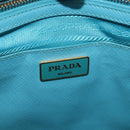 PRADA Galleria Hand Bag Saffiano leather Turquoise Blue Gold Auth 198284V-16