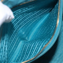 PRADA Galleria Hand Bag Saffiano leather Turquoise Blue Gold Auth 198284V-22