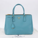 PRADA Galleria Hand Bag Saffiano leather Turquoise Blue Gold Auth 198284V-27