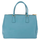 PRADA Galleria Hand Bag Saffiano leather Turquoise Blue Gold Auth 198284V-3