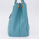 PRADA Galleria Hand Bag Saffiano leather Turquoise Blue Gold Auth 198284V-4