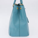 PRADA Galleria Hand Bag Saffiano leather Turquoise Blue Gold Auth 198284V-5